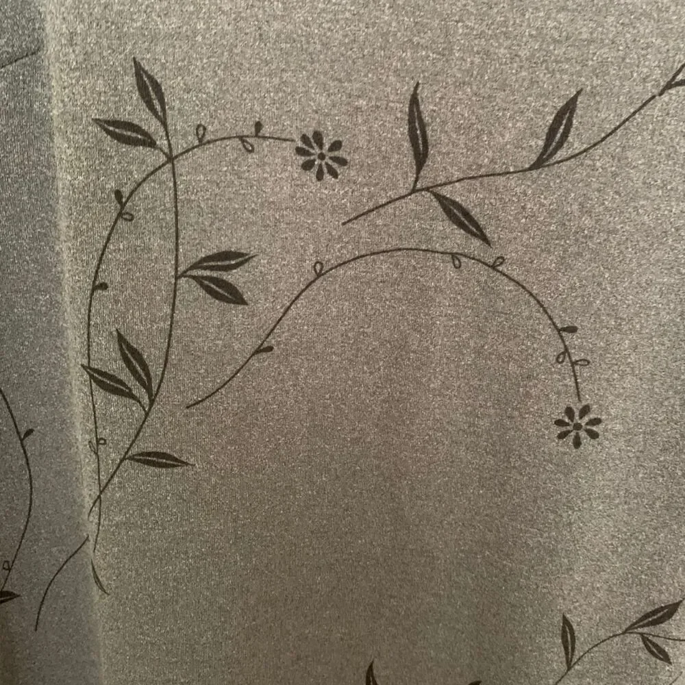 Gray Floral Square Neck Short Sleeve A-Line Dress Size M - Picture 4 of 4